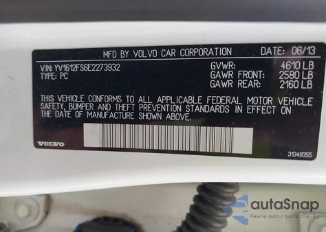 2014 Volvo S60 T5 z USA, uszkodzony, nr VIN YV1612FS6E2273932